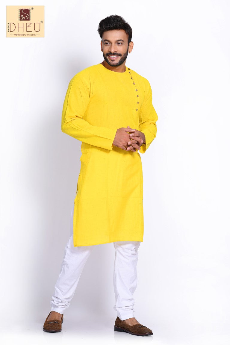 Yummy Yellow- Cotton  Kurta for Men BDK4002