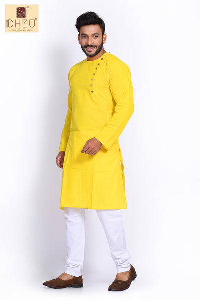 Yummy Yellow- Cotton  Kurta for Men BDK4002