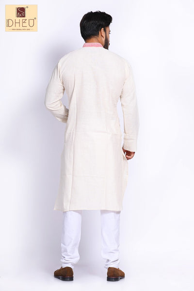 White Cotton Kurta for Men