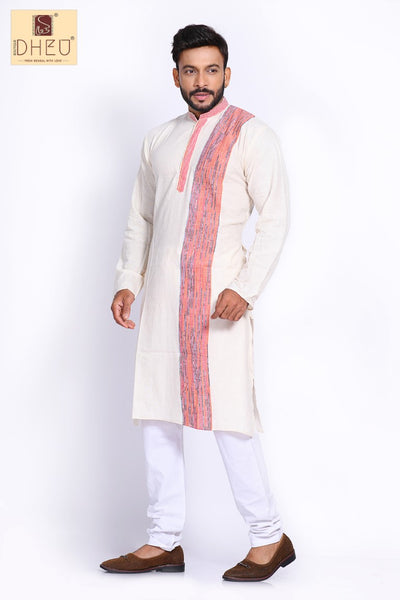 White Cotton Kurta for Men