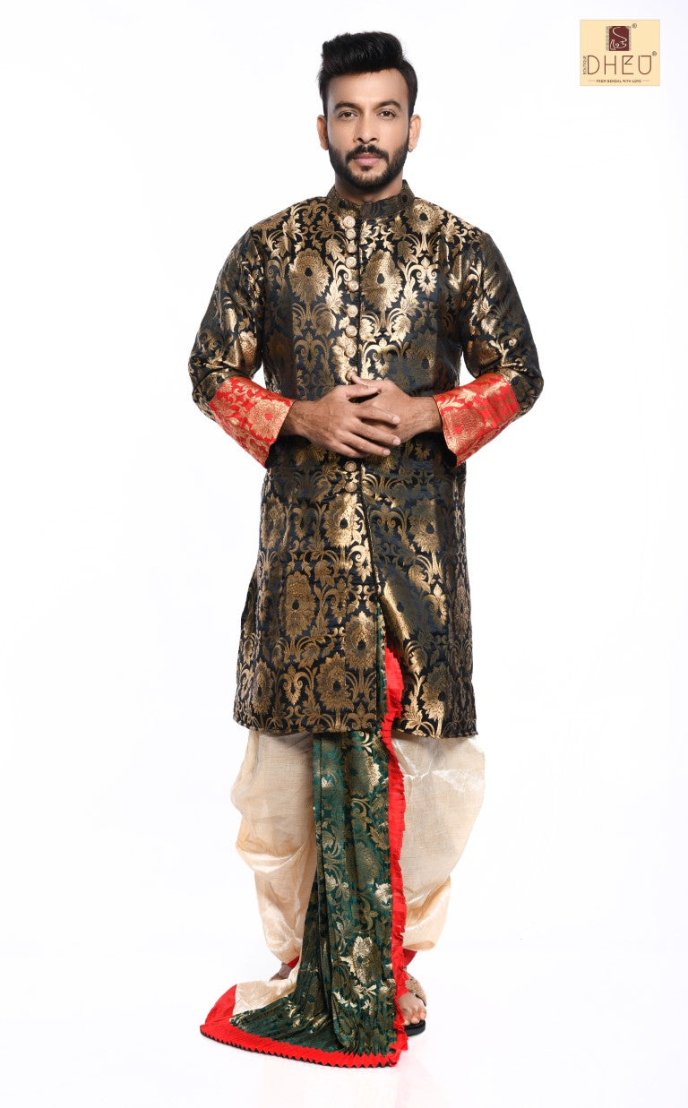 Royal Groom- Dheu Designer Dhoti(Optional)Kurta Set