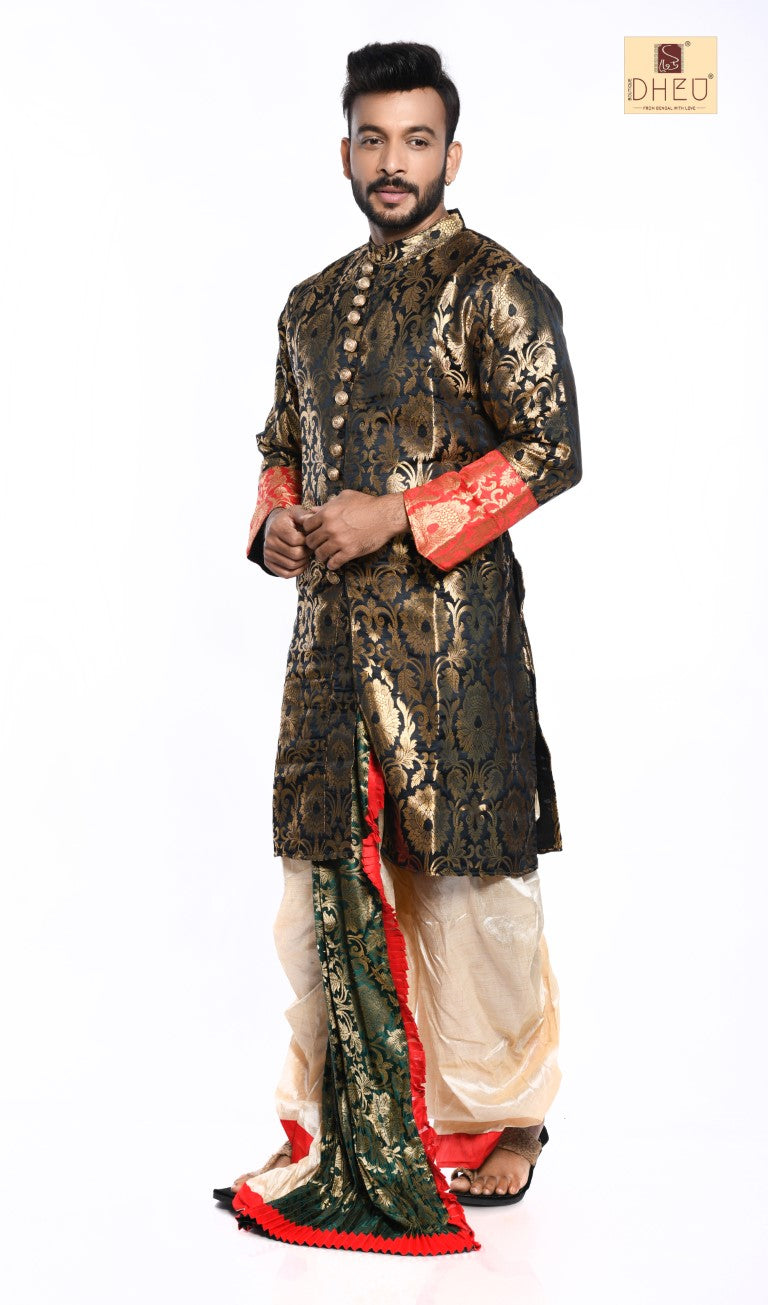 Royal Groom- Dheu Designer Dhoti(Optional)Kurta Set