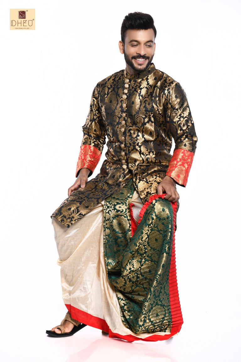 Royal Groom- Dheu Designer Dhoti(Optional)Kurta Set