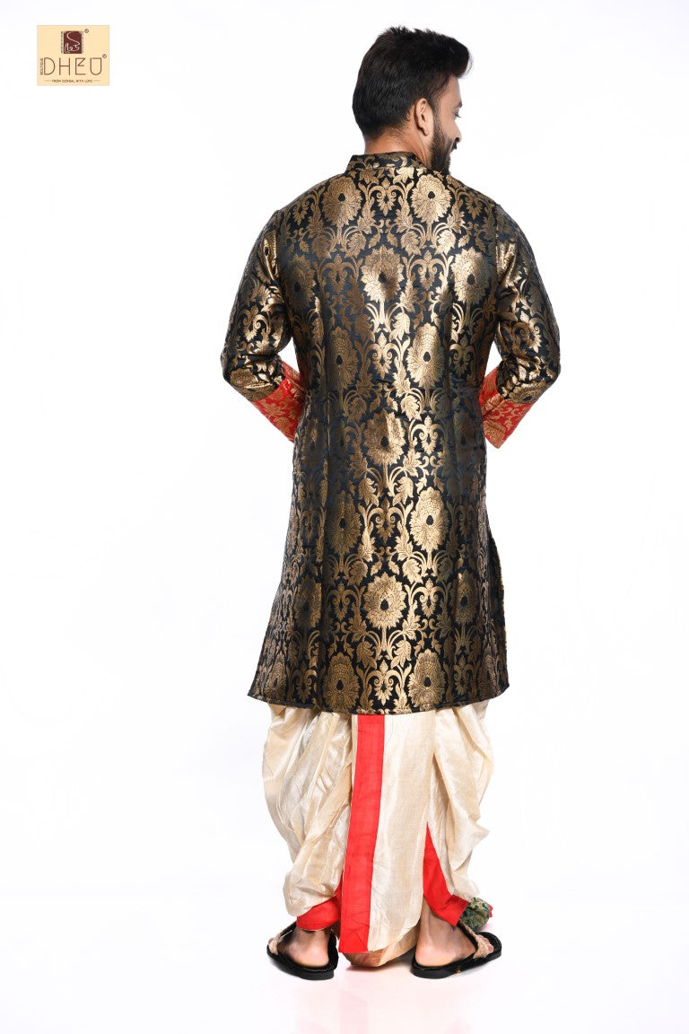 Royal Groom- Dheu Designer Dhoti(Optional)Kurta Set