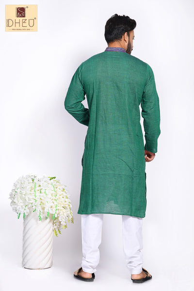 Green Pure Cotton kurta with Khes Border