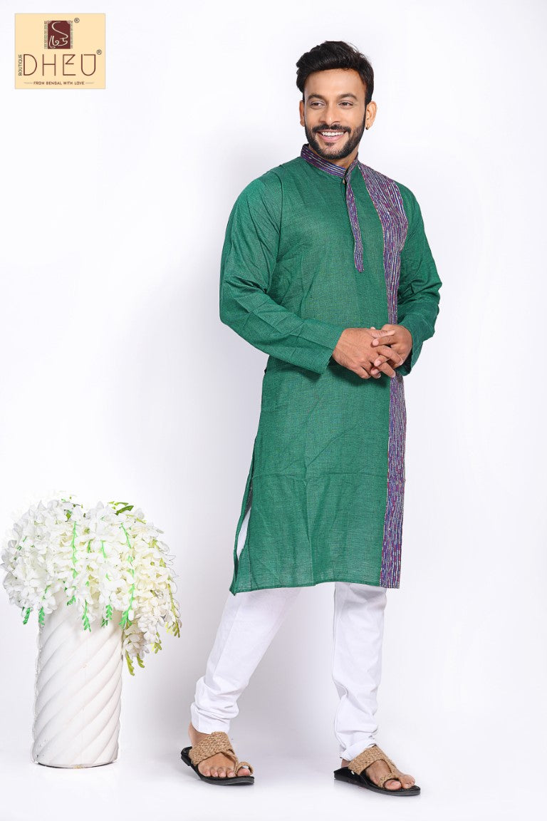 Green Pure Cotton kurta with Khes Border