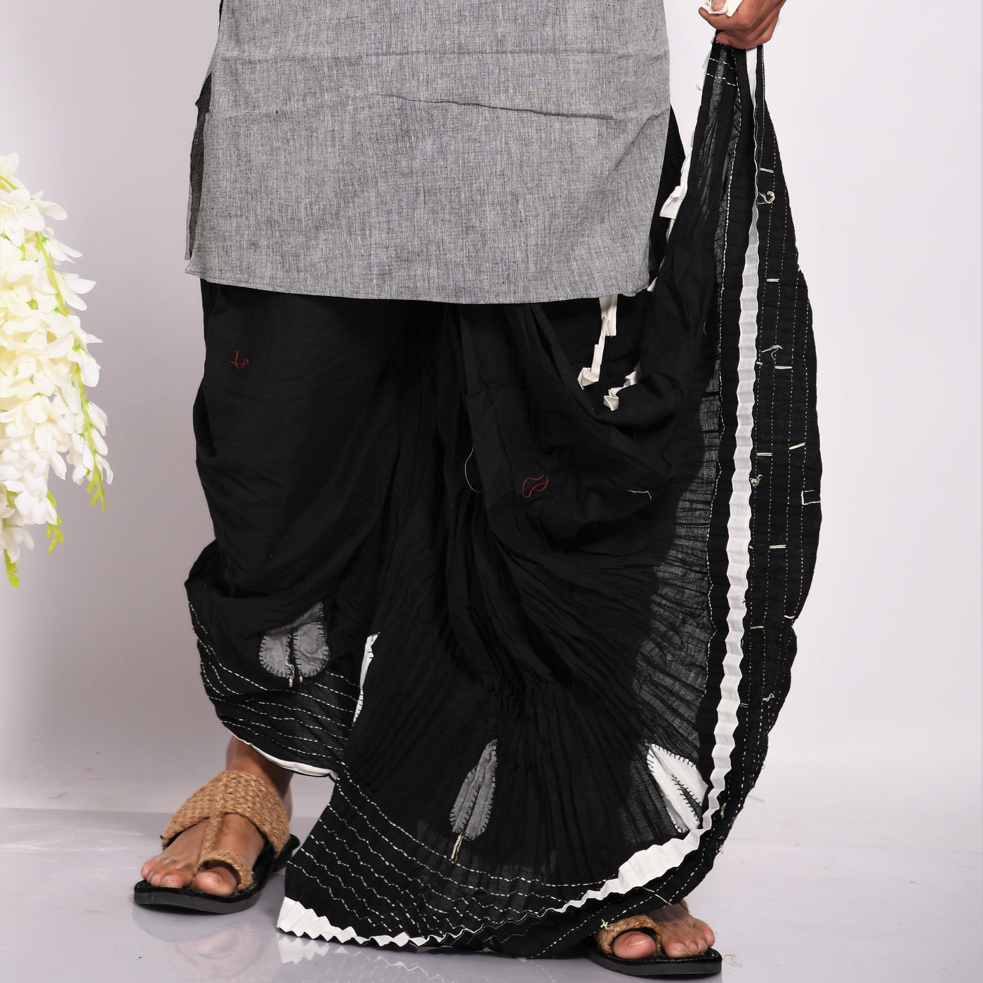 Designer Kantha & Applique Dhoti- Ready to wear
