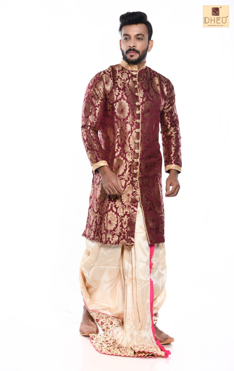 Royal Groom- Dheu Designer Dhoti(Optional)Kurta Set