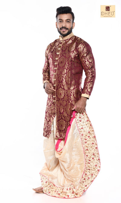 Royal Groom- Dheu Designer Dhoti(Optional)Kurta Set