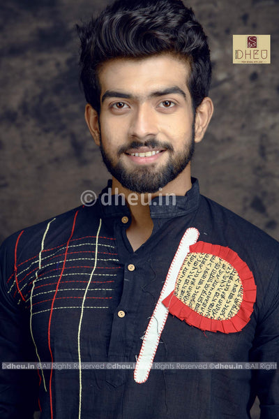 Pakha-Handloom Cotton Applique kurta - Boutique Dheu
