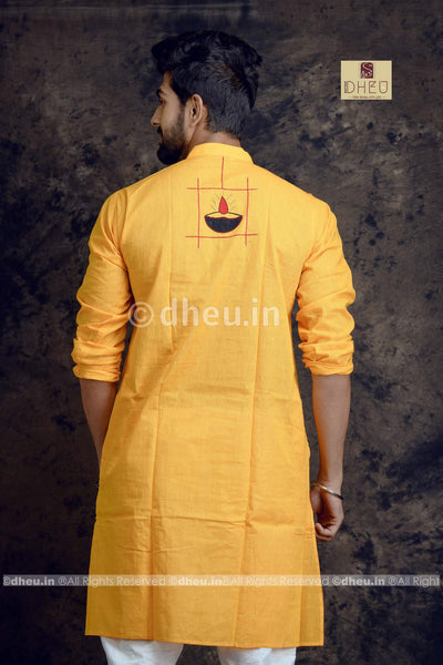 Diya-Handloom Cotton Applique kurta - Boutique Dheu