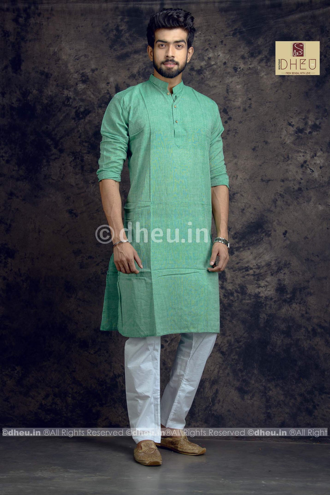 Sea green Pure Cotton kurta -Solid Colour - Boutique Dheu