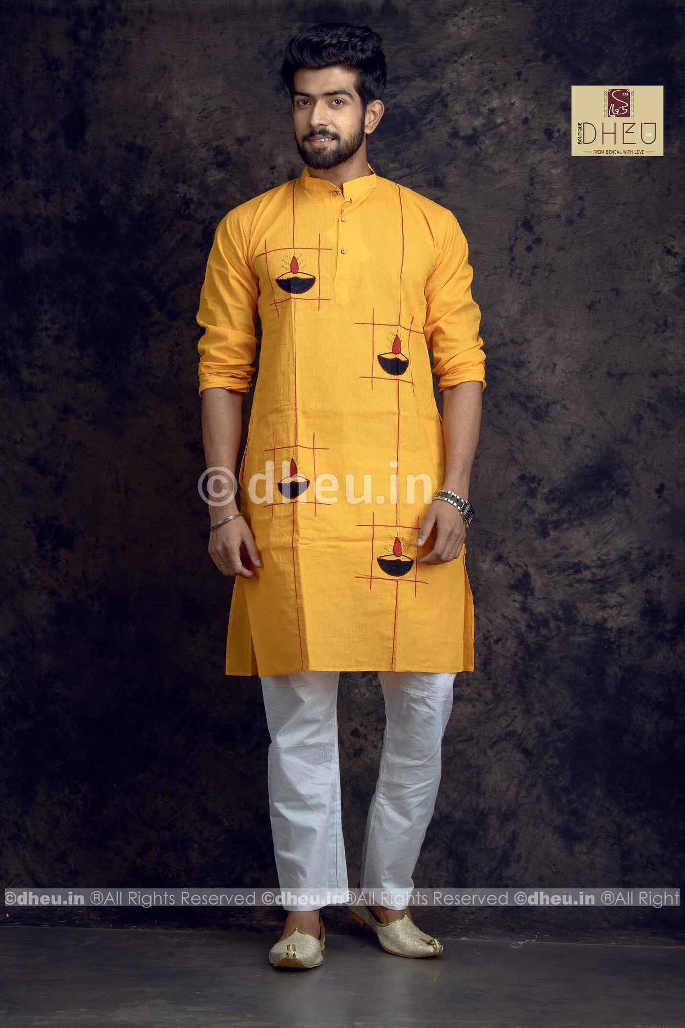 Diya-Handloom Cotton Applique kurta - Boutique Dheu