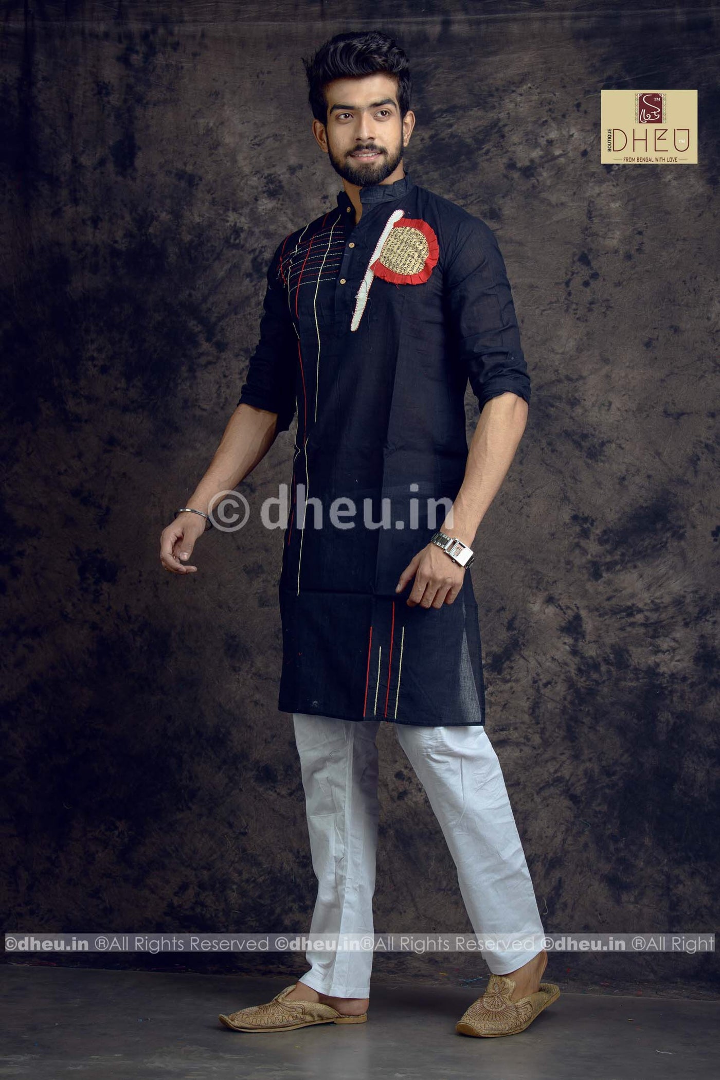 Pakha-Handloom Cotton Applique kurta - Boutique Dheu