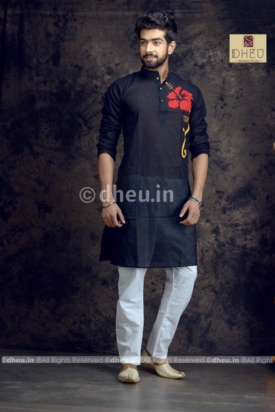 Joba-Handloom Cotton Applique kurta - Boutique Dheu