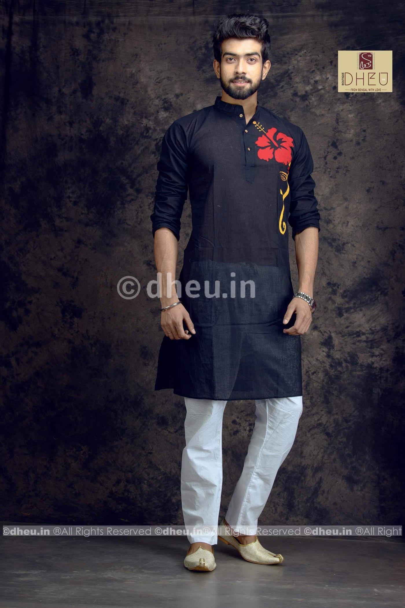 Joba-Handloom Cotton Applique kurta - Boutique Dheu