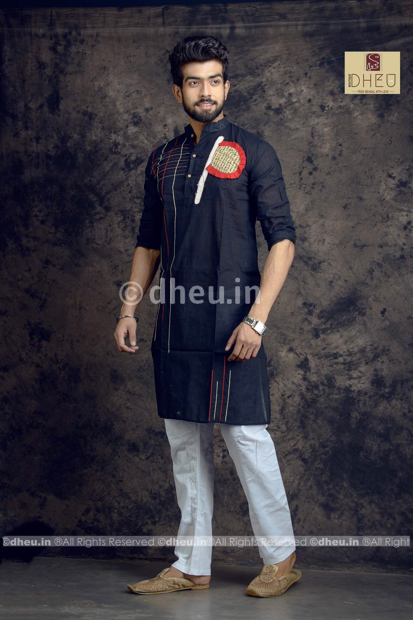 Pakha-Handloom Cotton Applique kurta - Boutique Dheu