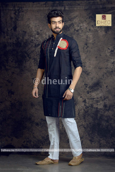 Pakha-Handloom Cotton Applique kurta - Boutique Dheu