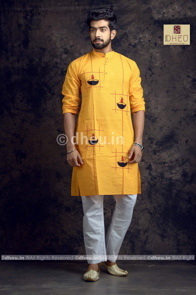 Diya-Handloom Cotton Applique kurta - Boutique Dheu