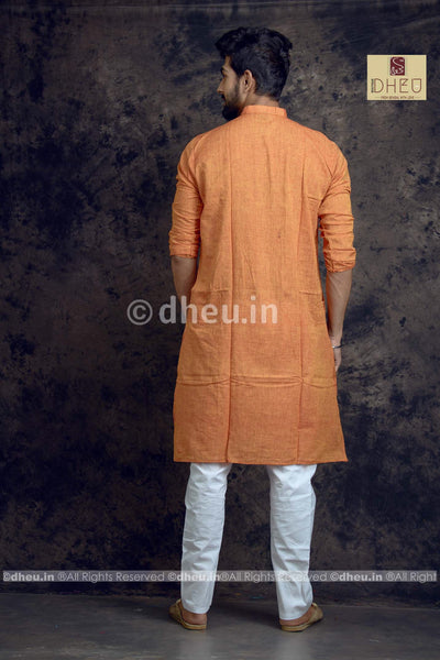 Rust Orange Pure Cotton kurta -Solid Colour - Boutique Dheu